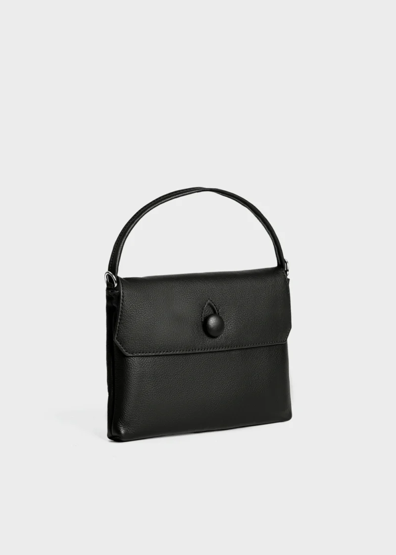 Black Elara Maison Soft Leather Small Top Handle Bag three quarter view