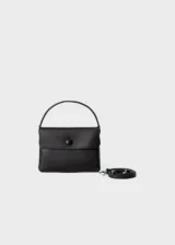 Black Elara Maison Soft Leather Small Top Handle Bag shoulder strap detail