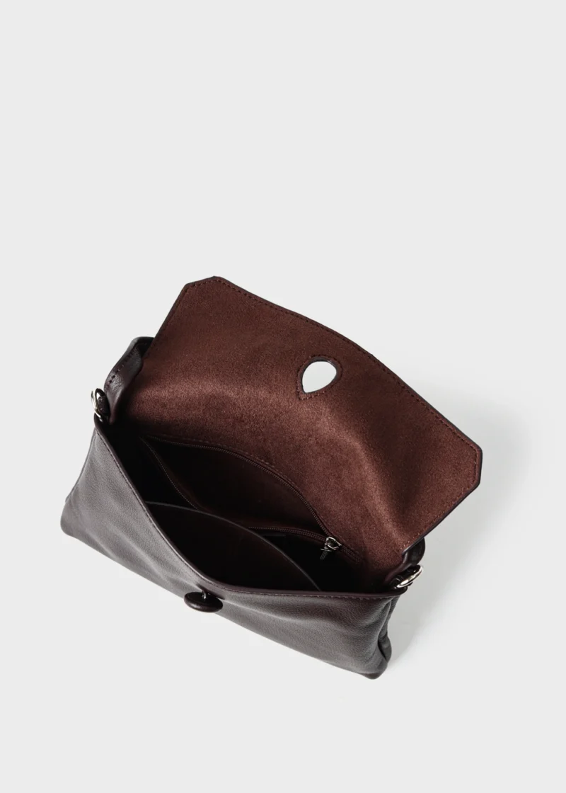 Brown Elara Maison Soft Leather Small Top Handle Bag interior view