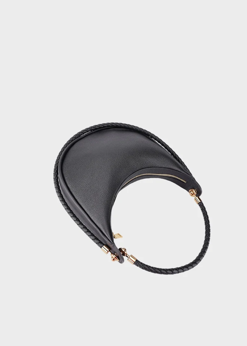 Black Sienna Forme Soft Genuine Leather Hobo Bag Flat Lay