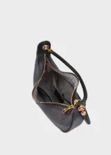 Black Sienna Forme Soft Genuine Leather Hobo Bag interior view