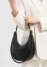 Black Sienna Forme Soft Genuine Leather Hobo Bag model carrying