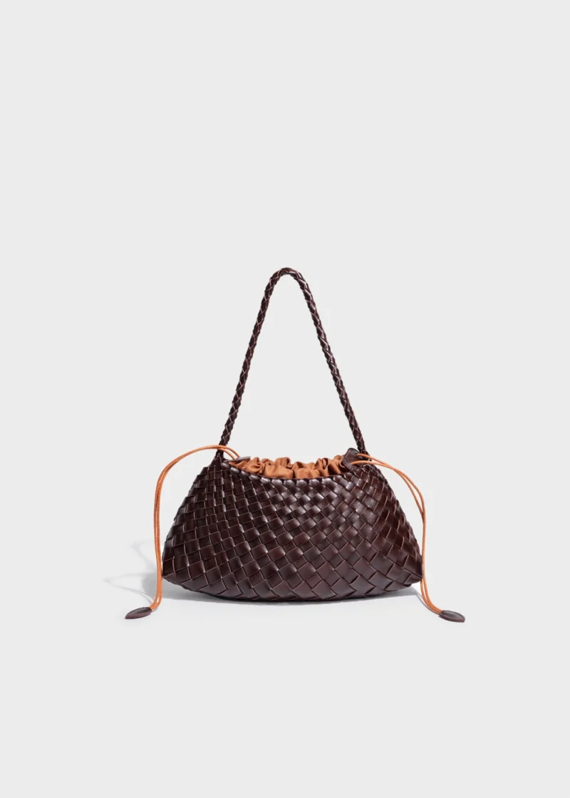 Chocolate Liora Weave Minimal Genuine Leather Shoulder Bag Main Image