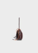 Chocolate Liora Weave Minimal Genuine Leather Shoulder Bag Side View