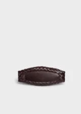 Chocolate Liora Weave Minimal Genuine Leather Shoulder Bag Bottom View
