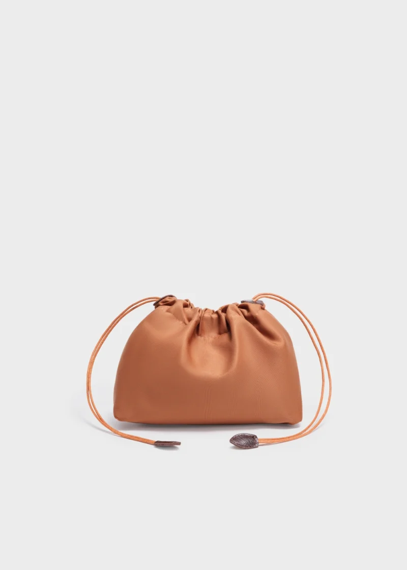Chocolate Liora Weave Minimal Genuine Leather Shoulder Bag Interior View Child bag