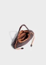 Chocolate Liora Weave Minimal Genuine Leather Shoulder Bag Interior View Mother bag