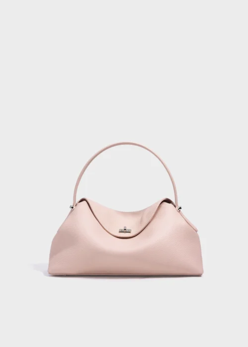KS-BG-SB-004-PNK-01 Pink Elowen Crest Structured Genuine Leather Tote Bag Main Image