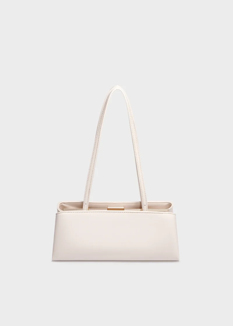 KS-BG-SB-005-IVY-01 Ivory Noelle Essence Luxury Vegan Leather Baguette Shoulder Bag Main Image