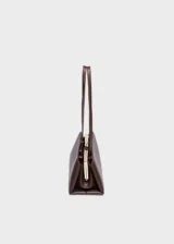KS-BG-SB-005-MOC-03 Mocha Noelle Essence Luxury Vegan Leather Baguette Shoulder Bag side view