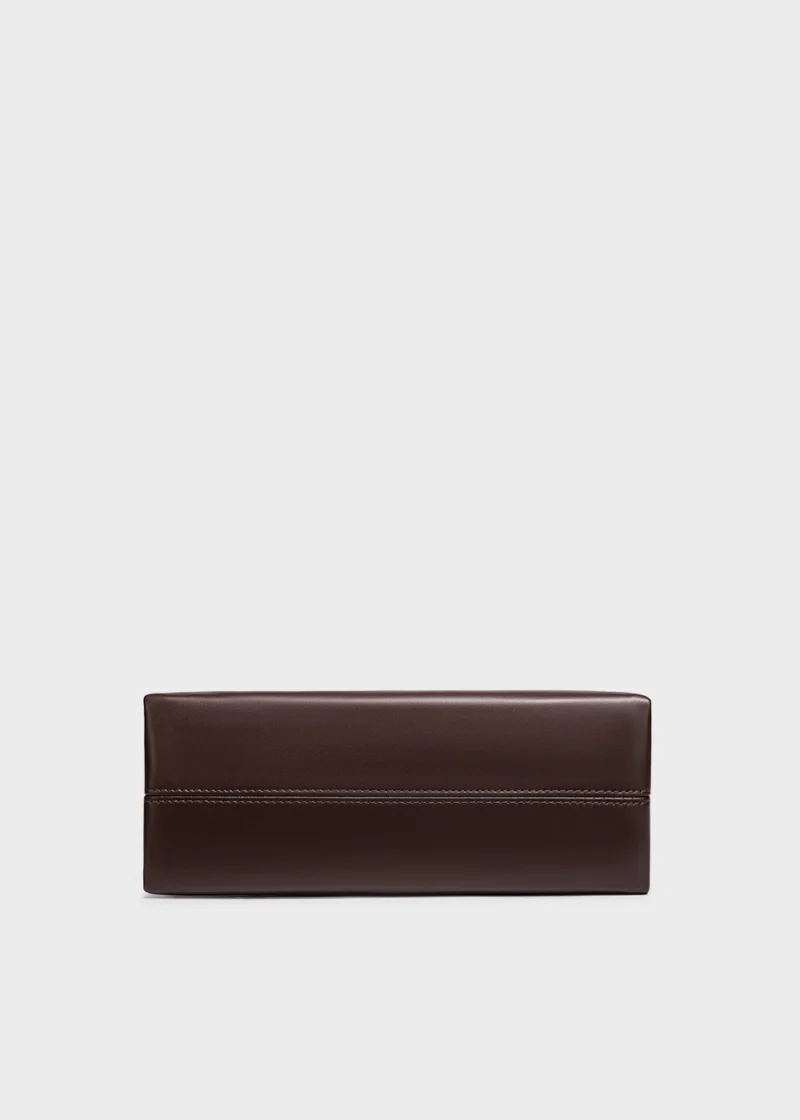 KS-BG-SB-005-MOC-04 Mocha Noelle Essence Luxury Vegan Leather Baguette Shoulder Bag bottom view