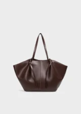 KS-BG-TB-002-MOC-04 Mocha Mirelle Studio Minimal Premium Vegan Leather Tote Bag back view