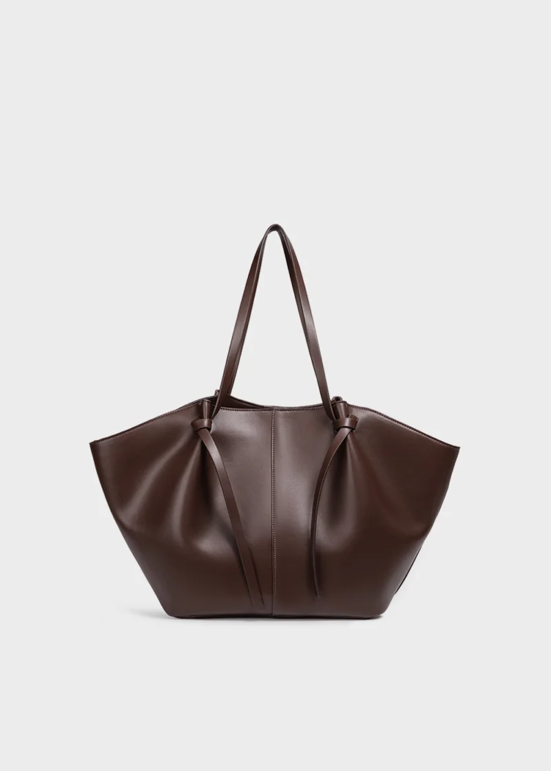 KS-BG-TB-002-MOC-04 Mocha Mirelle Studio Minimal Premium Vegan Leather Tote Bag back view
