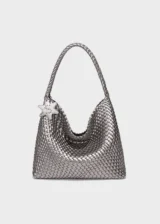 KS-BG-TB-003-GRY-01 Grey Celeste Haven Woven Refined Vegan Leather Tote Bag Main Image
