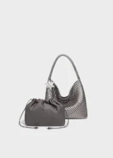 KS-BG-TB-003-GRY-02 Grey Celeste Haven Woven Refined Vegan Leather Tote Bag interior view