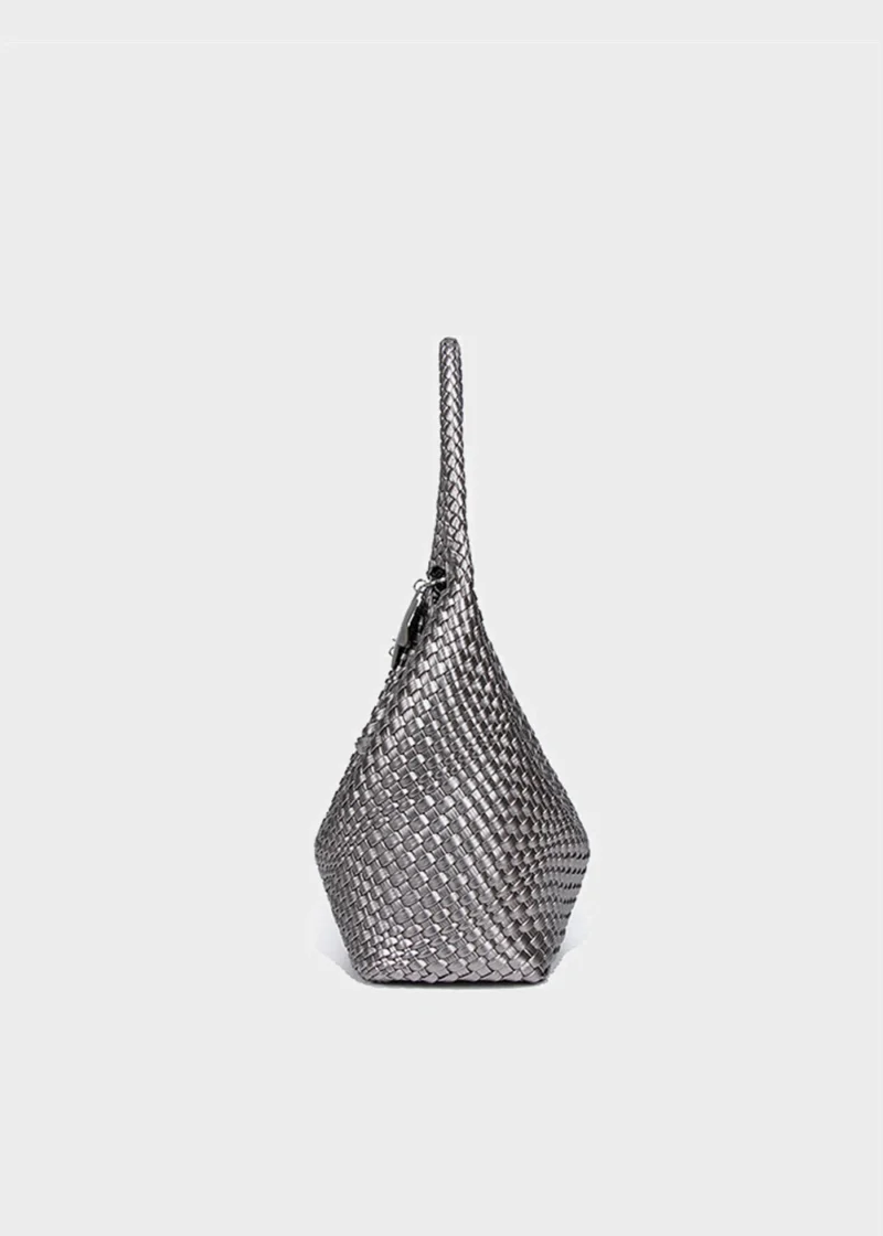 KS-BG-TB-003-GRY-04 Grey Celeste Haven Woven Refined Vegan Leather Tote Bag side view