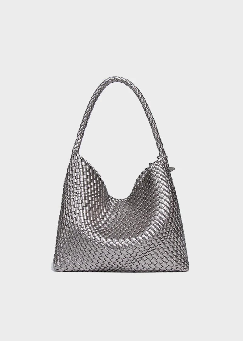 KS-BG-TB-003-GRY-05 Grey Celeste Haven Woven Refined Vegan Leather Tote Bag back view