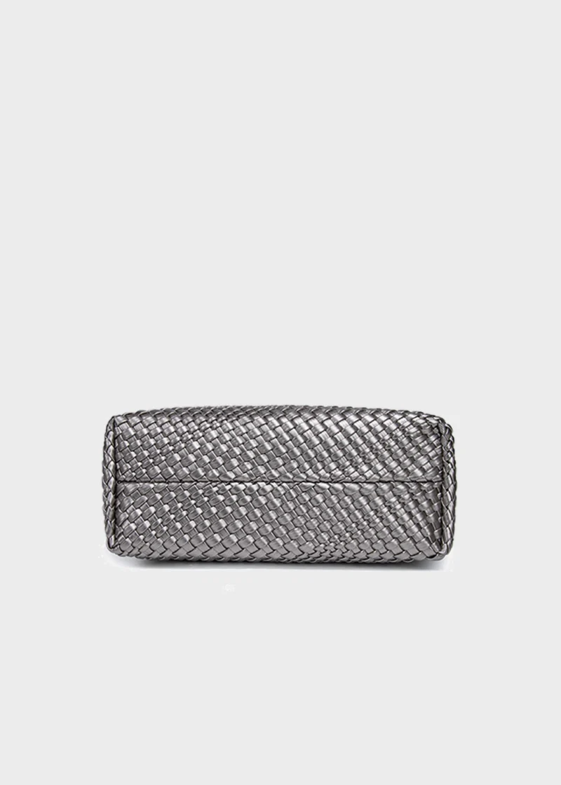 KS-BG-TB-003-GRY-06 Grey Celeste Haven Woven Refined Vegan Leather Tote Bag bottom view