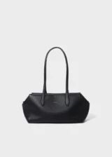 KS-BG-TB-005-BLK-01 Black Camille Verve Heritage Top-Grain Leather Shoulder Tote Bag Main Image