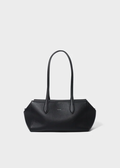 Black Camille Verve Heritage Top-Grain Leather Shoulder Tote Bag Main Image