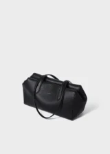 KS-BG-TB-005-BLK-06 Black Camille Verve Heritage Top-Grain Leather Shoulder Tote Bag shoulder strap detail