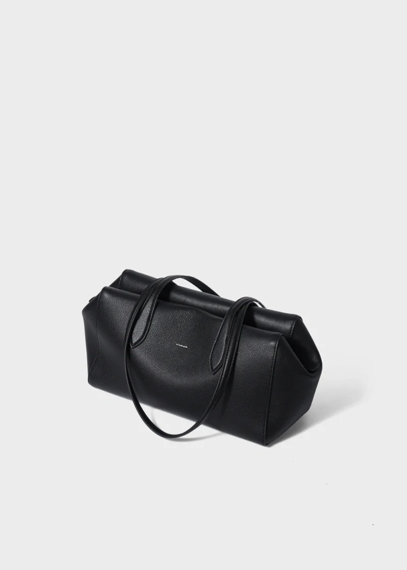 KS-BG-TB-005-BLK-06 Black Camille Verve Heritage Top-Grain Leather Shoulder Tote Bag shoulder strap detail