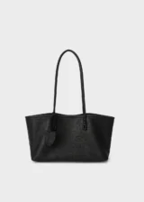 KS-BG-TB-006-BLK-01 Black Eloise Crest Signature Top-Grain Leather Tote Bag Main Image