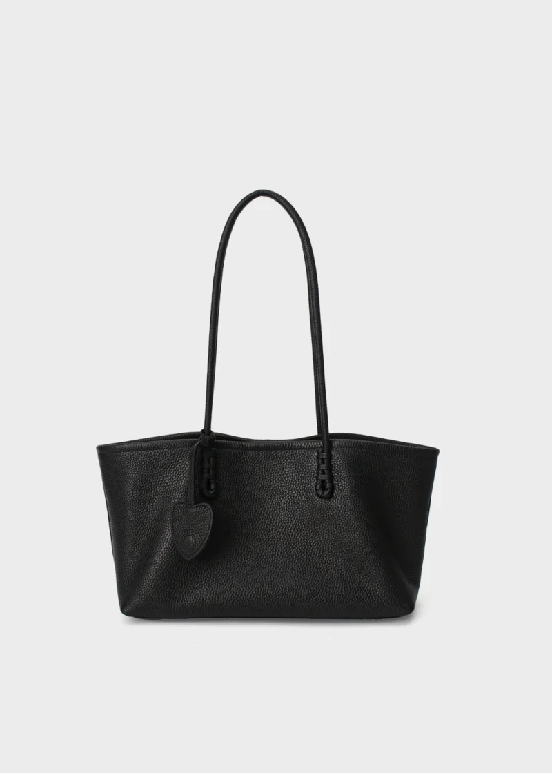 KS-BG-TB-006-BLK-01 Black Eloise Crest Signature Top-Grain Leather Tote Bag Main Image