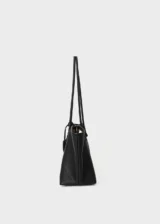 KS-BG-TB-006-BLK-02 Black Eloise Crest Signature Top-Grain Leather Tote Bag side view