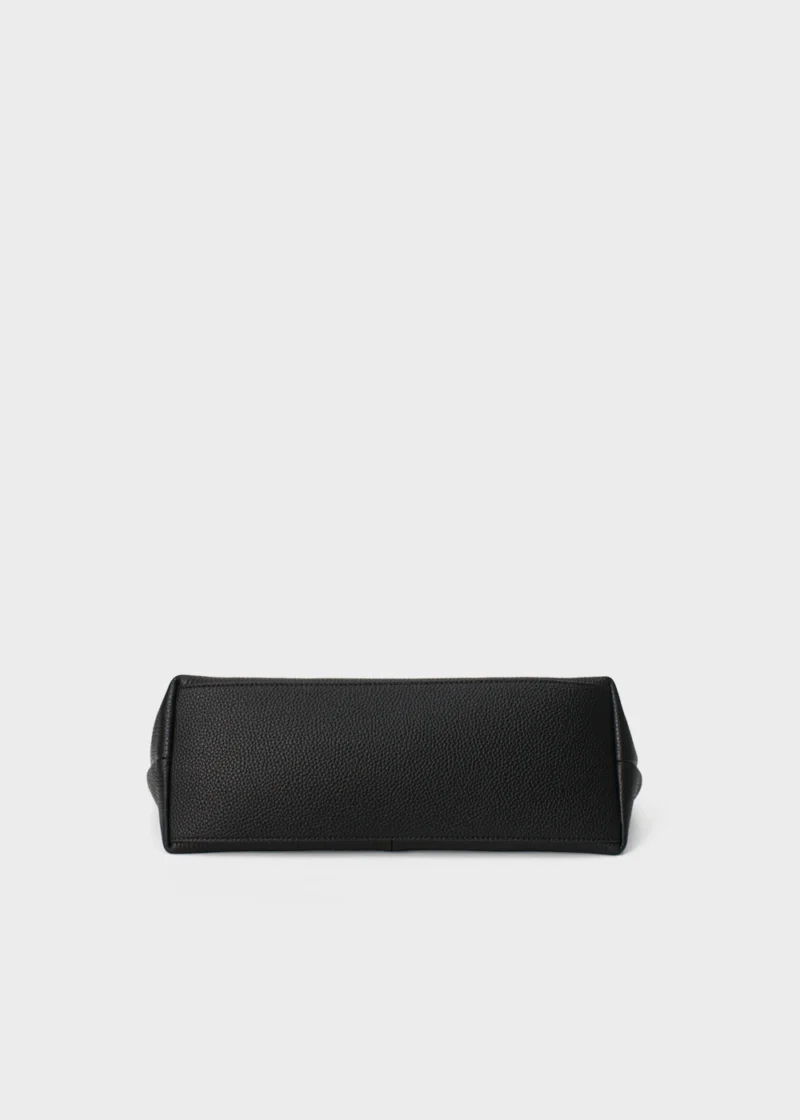 KS-BG-TB-006-BLK-03 Black Eloise Crest Signature Top-Grain Leather Tote Bag bottom view