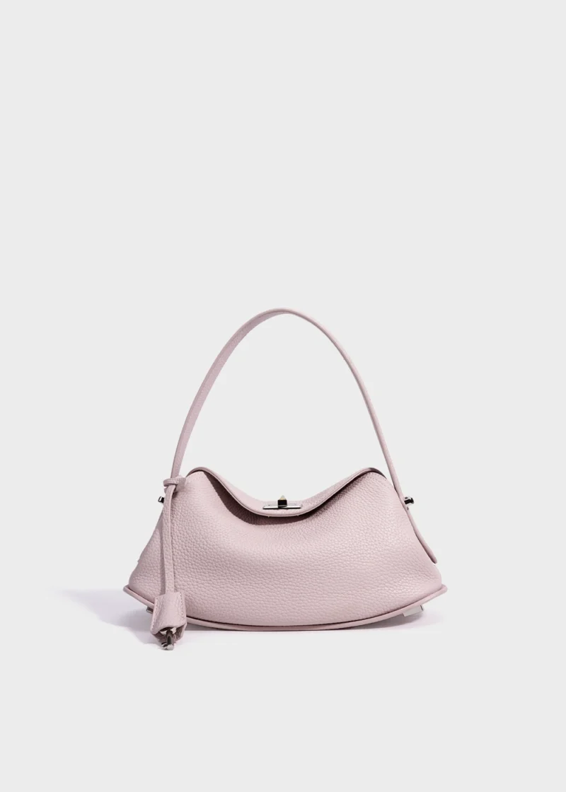 KS-BG-TH-001-BPK-01 Blush Pink Lyra Poise Minimal Genuine Top-Grain Leather Top Handle Bag Main Image