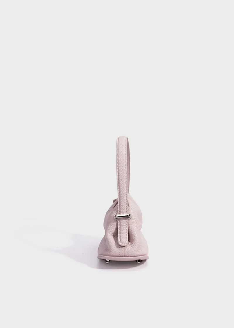 KS-BG-TH-001-BPK-03 Blush Pink Lyra Poise Minimal Genuine Top-Grain Leather Top Handle Bag side view