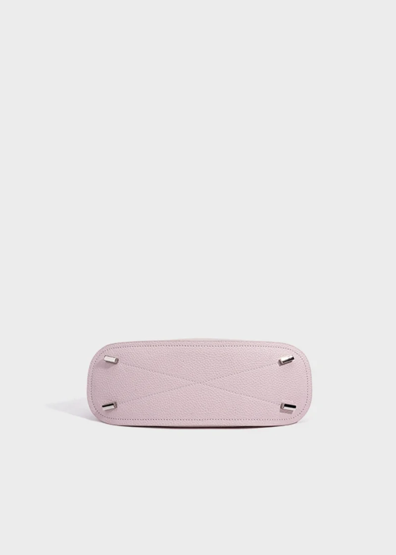 KS-BG-TH-001-BPK-05 Blush Pink Lyra Poise Minimal Genuine Top-Grain Leather Top Handle Bag bottom view