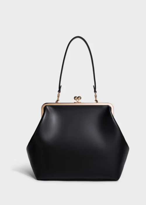 Black Serene Atelier Classic Vegan Leather Top Handle Bag Main Image