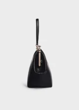 KS-BG-TH-002-BLK-03 Black Serene Atelier Classic Vegan Leather Top Handle Bag side view