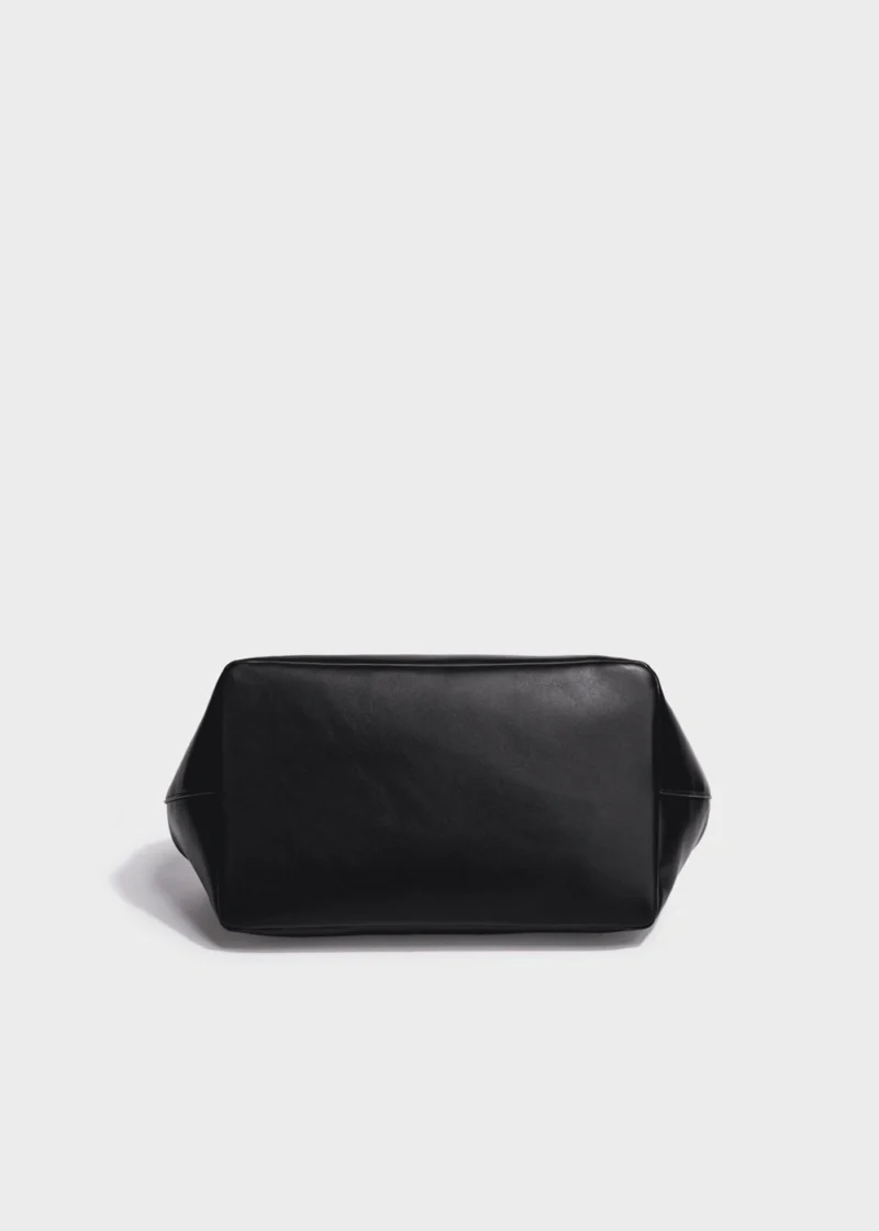 KS-BG-TH-002-BLK-04 Black Serene Atelier Classic Vegan Leather Top Handle Bag bottom view