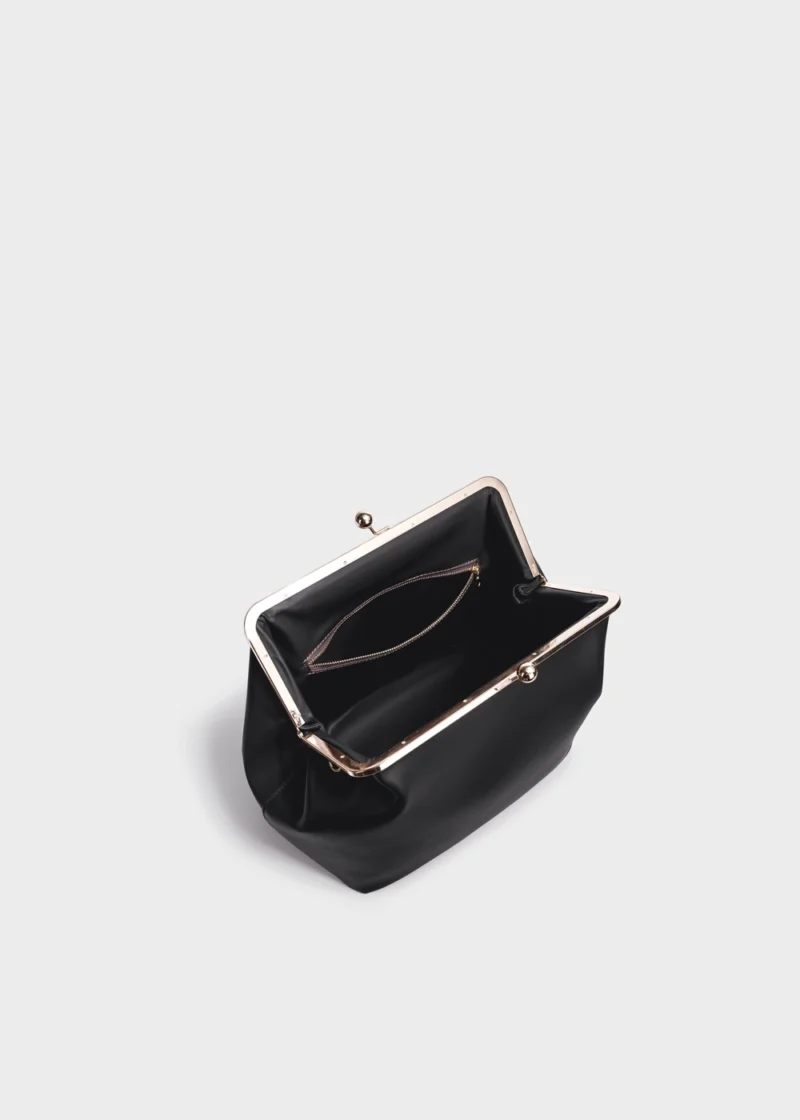 KS-BG-TH-002-BLK-05 Black Serene Atelier Classic Vegan Leather Top Handle Bag interior view